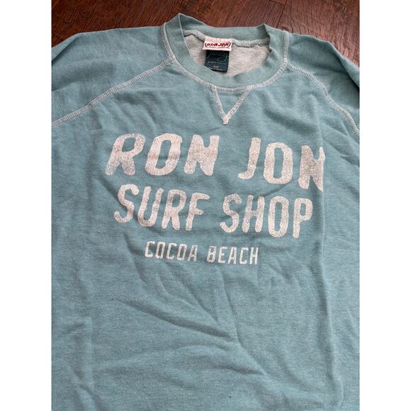 Ron Jon Surf Shop Crewneck Sweatshirt SMALL Aqua Distressed - Picture 2 of 4